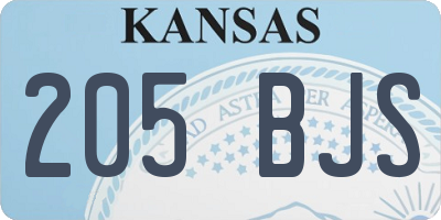 KS license plate 205BJS