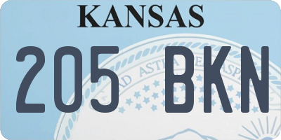 KS license plate 205BKN