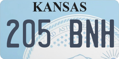 KS license plate 205BNH