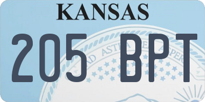 KS license plate 205BPT