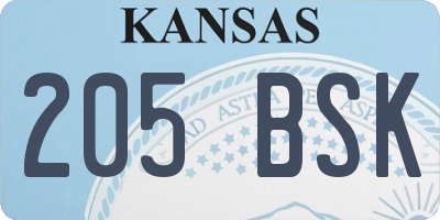 KS license plate 205BSK