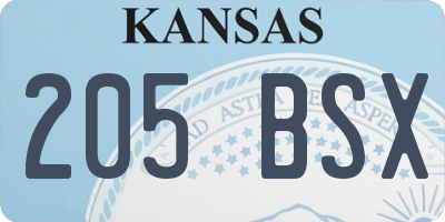 KS license plate 205BSX