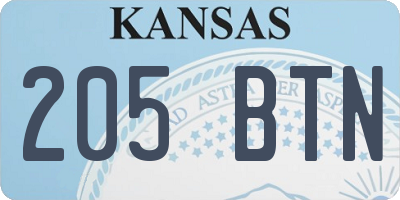 KS license plate 205BTN