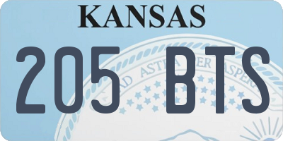 KS license plate 205BTS