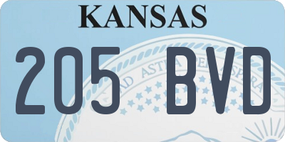 KS license plate 205BVD