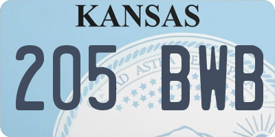KS license plate 205BWB