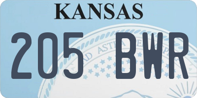 KS license plate 205BWR