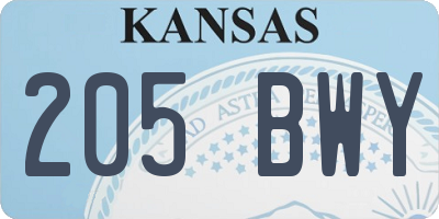 KS license plate 205BWY