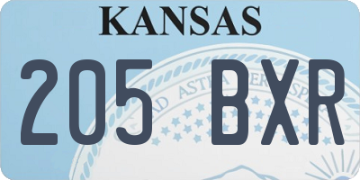 KS license plate 205BXR