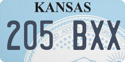 KS license plate 205BXX