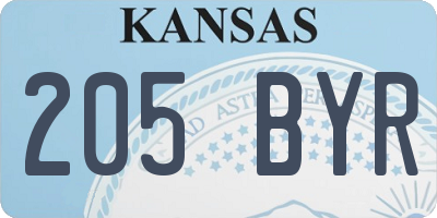 KS license plate 205BYR