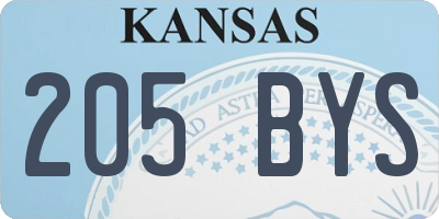 KS license plate 205BYS