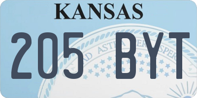 KS license plate 205BYT