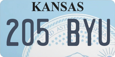KS license plate 205BYU