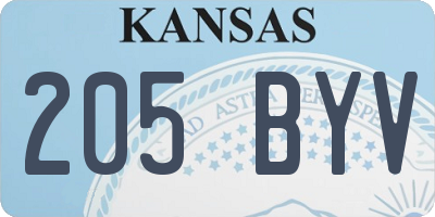KS license plate 205BYV