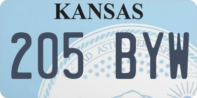 KS license plate 205BYW