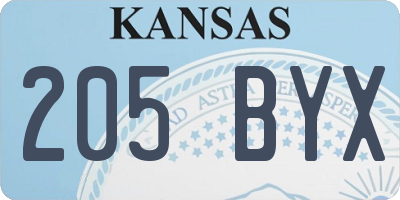 KS license plate 205BYX