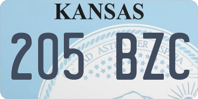 KS license plate 205BZC