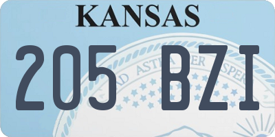 KS license plate 205BZI