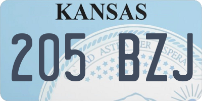 KS license plate 205BZJ