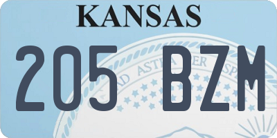 KS license plate 205BZM