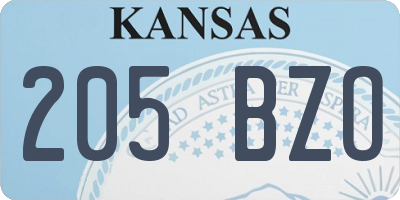 KS license plate 205BZO