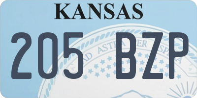 KS license plate 205BZP