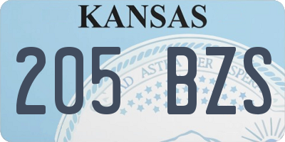 KS license plate 205BZS