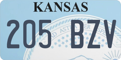 KS license plate 205BZV
