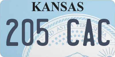 KS license plate 205CAC