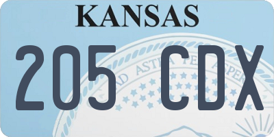 KS license plate 205CDX