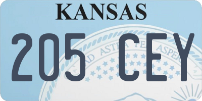 KS license plate 205CEY