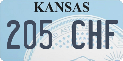 KS license plate 205CHF