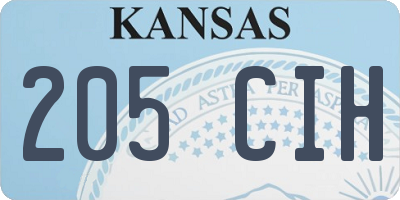 KS license plate 205CIH