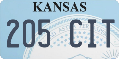 KS license plate 205CIT