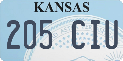 KS license plate 205CIU