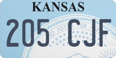 KS license plate 205CJF