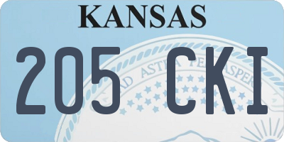 KS license plate 205CKI