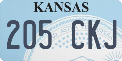 KS license plate 205CKJ