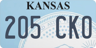 KS license plate 205CKO