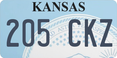 KS license plate 205CKZ