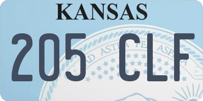 KS license plate 205CLF