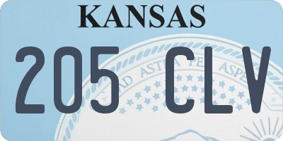 KS license plate 205CLV