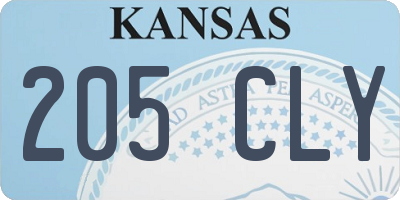 KS license plate 205CLY