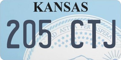 KS license plate 205CTJ