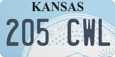 KS license plate 205CWL