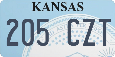 KS license plate 205CZT