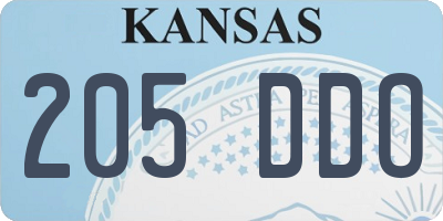 KS license plate 205DDO