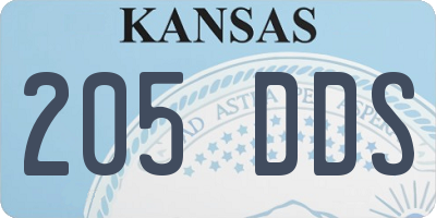 KS license plate 205DDS