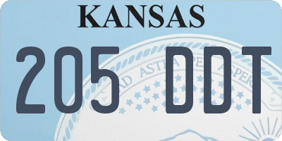 KS license plate 205DDT